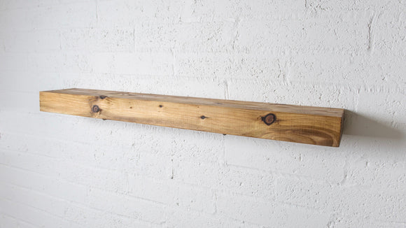 Rustic Teak Finish 8x4 Inch Mantle Piece for Stove Air-Dried Beam Fireplace or Floating Shelf