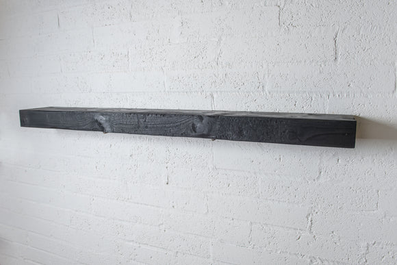 Rustic Charcoal Black 8x4' Air-Dried Fireplace Beam for Stove Mantle Piece or Floating Shelf