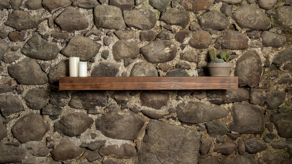 Dark Oak Brown 8x6' Rustic Air-Dried Fireplace Beam Mantle Piece Floating Shelf